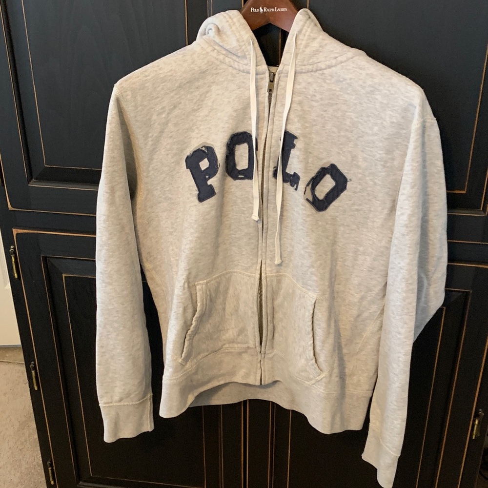 Polo by Ralph Lauren Heather Gray Hoodie with Navy Logo